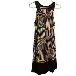 En Focus Studio Geometric Sleeveless Halter Dress Black, Yellow, White 8P NWT
